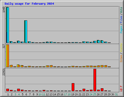 Daily usage for February 2024