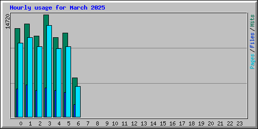 Hourly usage for March 2025