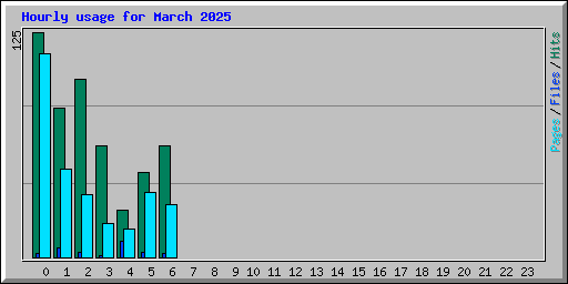Hourly usage for March 2025