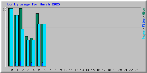 Hourly usage for March 2025