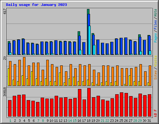 Daily usage for January 2023