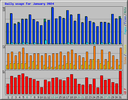 Daily usage for January 2024