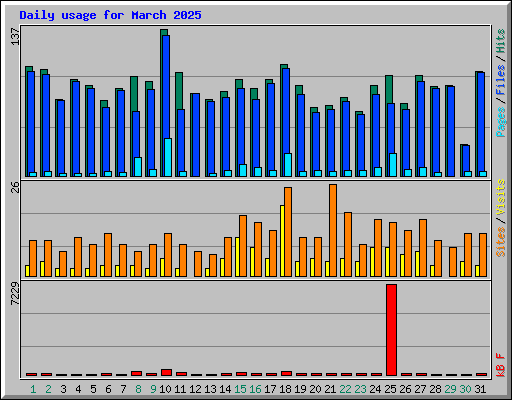 Daily usage for March 2025