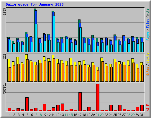 Daily usage for January 2023