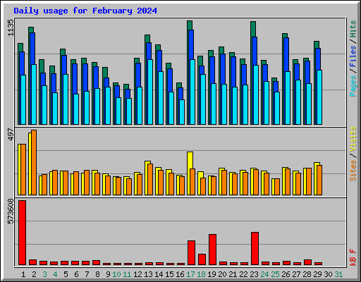 Daily usage for February 2024