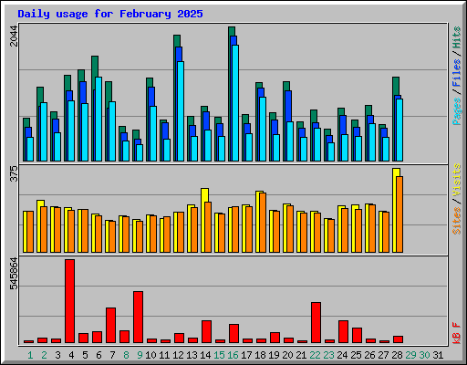 Daily usage for February 2025