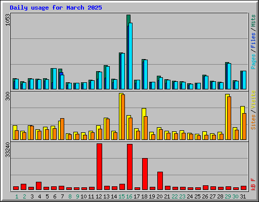 Daily usage for March 2025