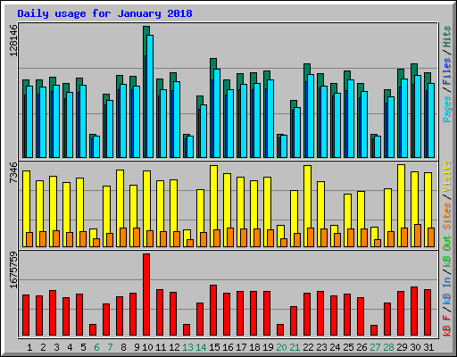 Daily usage for January 2018