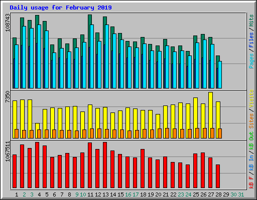 Daily usage for February 2019