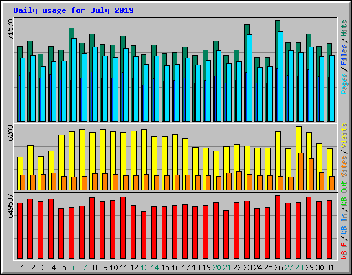 Daily usage for July 2019