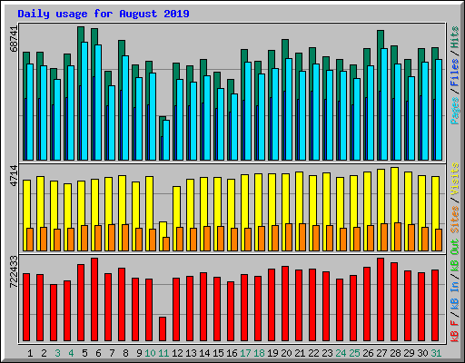 Daily usage for August 2019