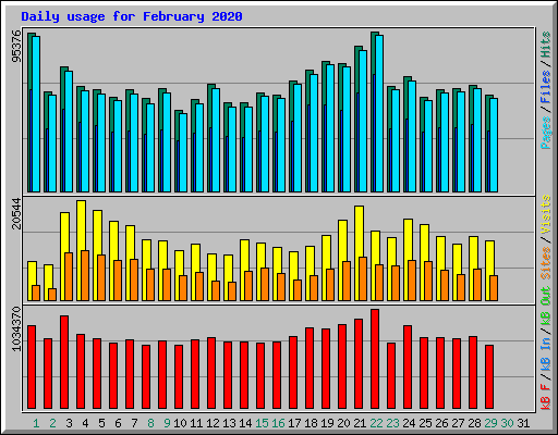 Daily usage for February 2020