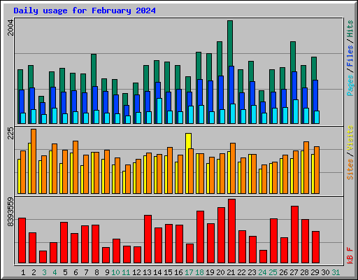 Daily usage for February 2024