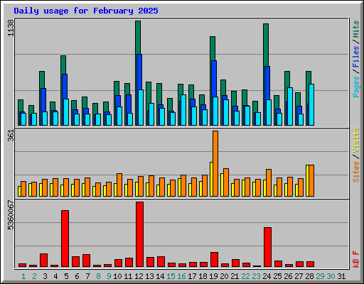 Daily usage for February 2025