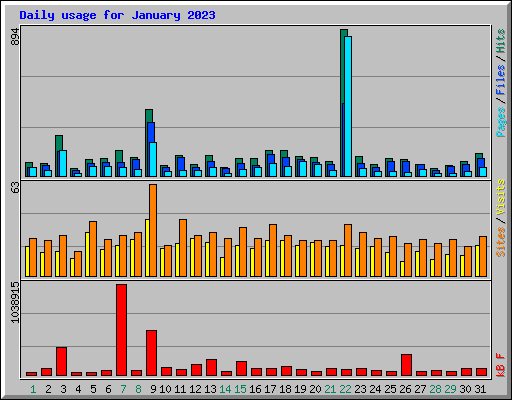 Daily usage for January 2023