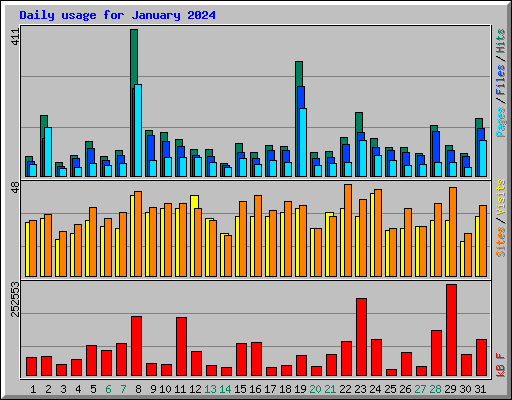 Daily usage for January 2024