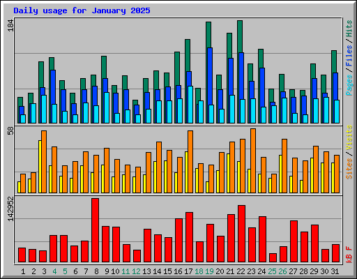 Daily usage for January 2025