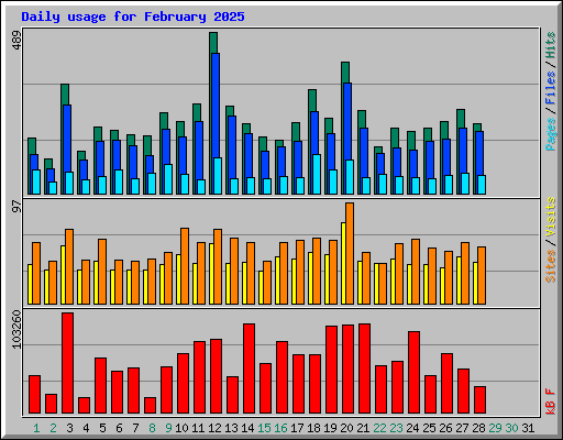 Daily usage for February 2025