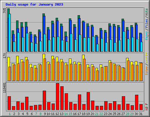 Daily usage for January 2023