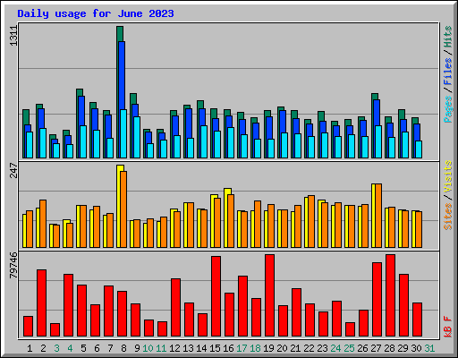 Daily usage for June 2023