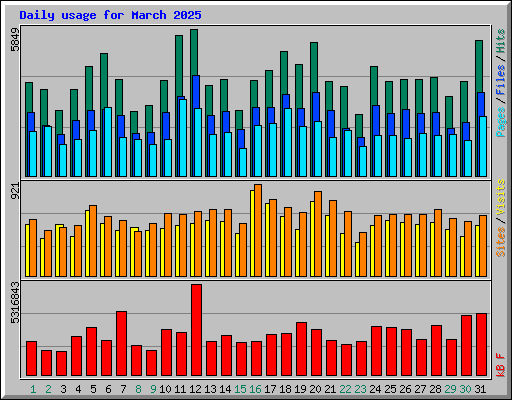 Daily usage for March 2025