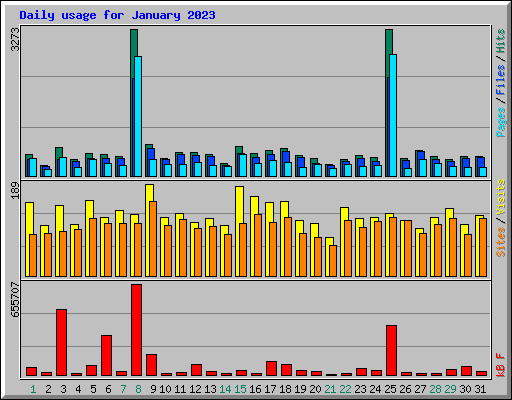 Daily usage for January 2023