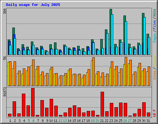 Daily usage for July 2025