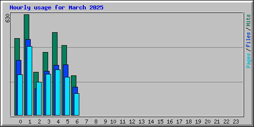 Hourly usage for March 2025