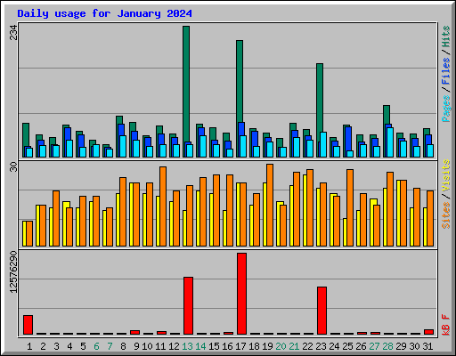 Daily usage for January 2024