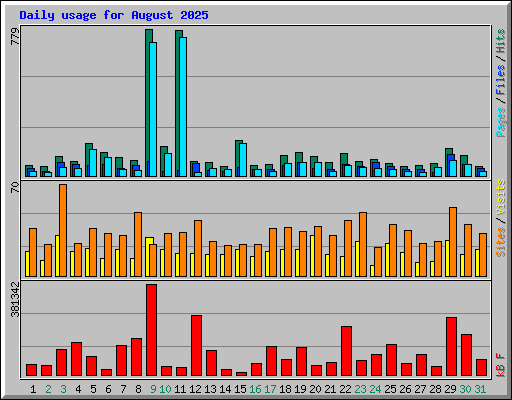 Daily usage for August 2025